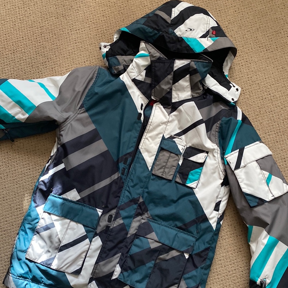 O'Neill Men's Ski Jacket in Teal, White, Gray, Black